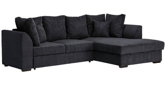 ECKSOFA in Cord Schwarz  - Schwarz, Design, Kunststoff/Textil (259/174cm) - Cantus