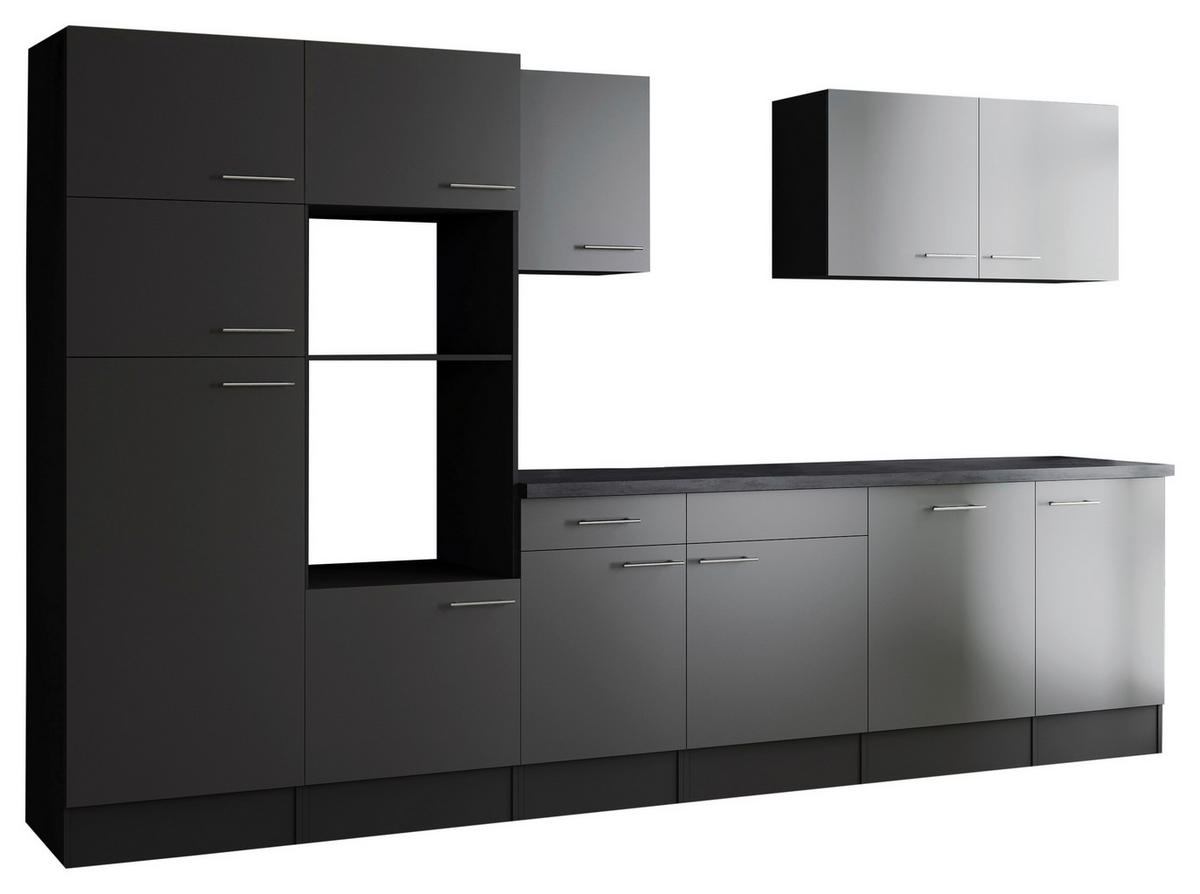 KÜCHENLEERBLOCK 340 cm   in Grau  - Silberfarben/Grau, Design, Holzwerkstoff/Metall (340cm) - Respekta