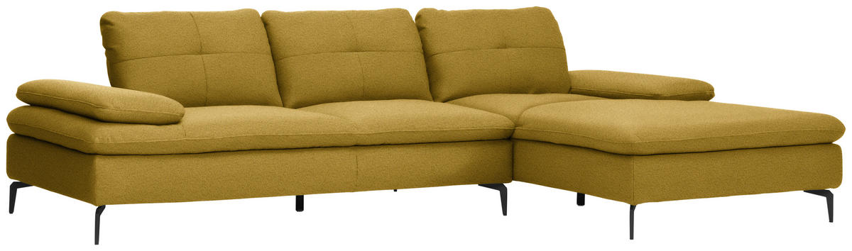 ECKSOFA in Webstoff Gelb, Hellgrün  - Gelb/Schwarz, Design, Textil/Metall (301/179cm) - Chilliano