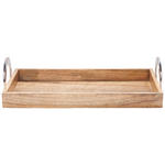 SERVIERTABLETT   42/20/10 cm   - Braun/Nickelfarben, LIFESTYLE, Holz/Metall (42/20/10cm) - Ambia Home