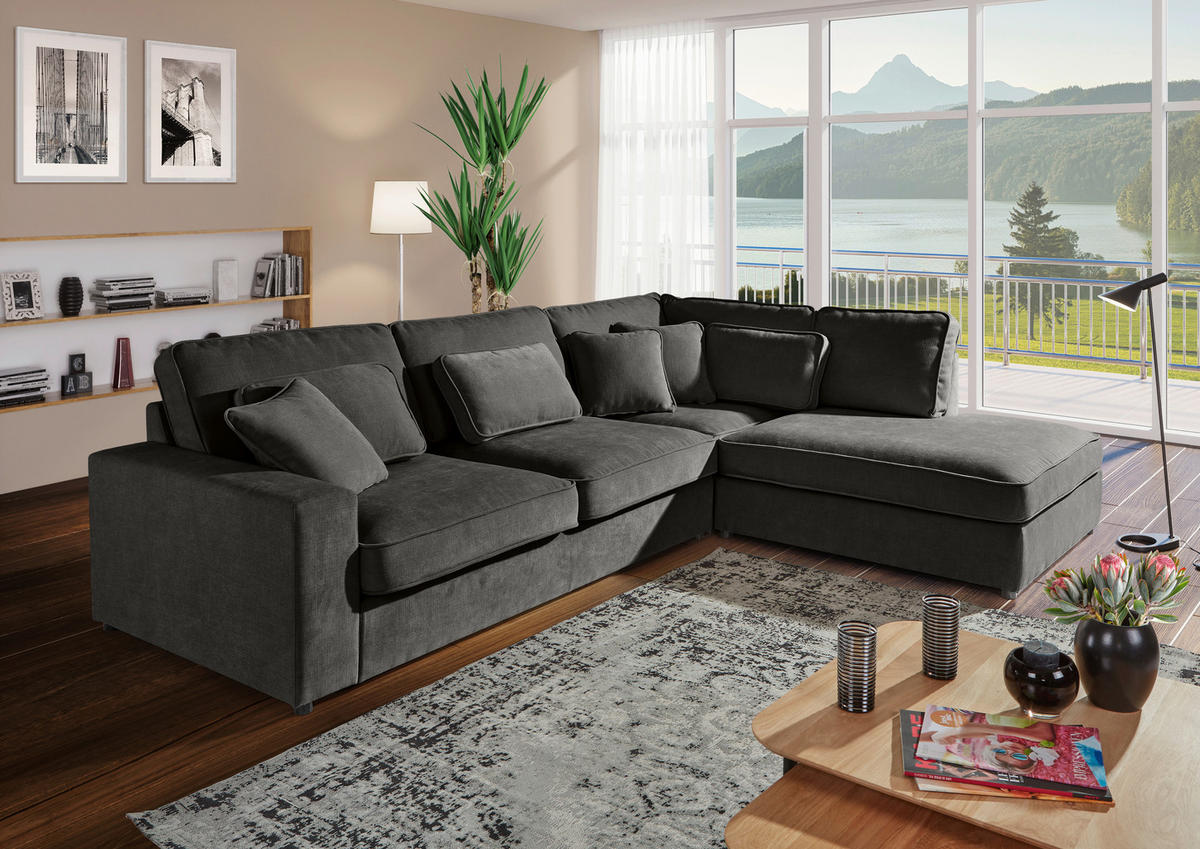 ECKSOFA Taupe Flachgewebe Zierkissen, Rückenkissen, Rücken echt  - Taupe/Schwarz, MODERN, Kunststoff/Textil (307/228cm) - Carryhome