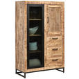 HIGHBOARD Mangoholz massiv Naturfarben, Hellbraun  - Hellbraun/Schwarz, Design, Glas/Holz (90/142/40cm) - Carryhome