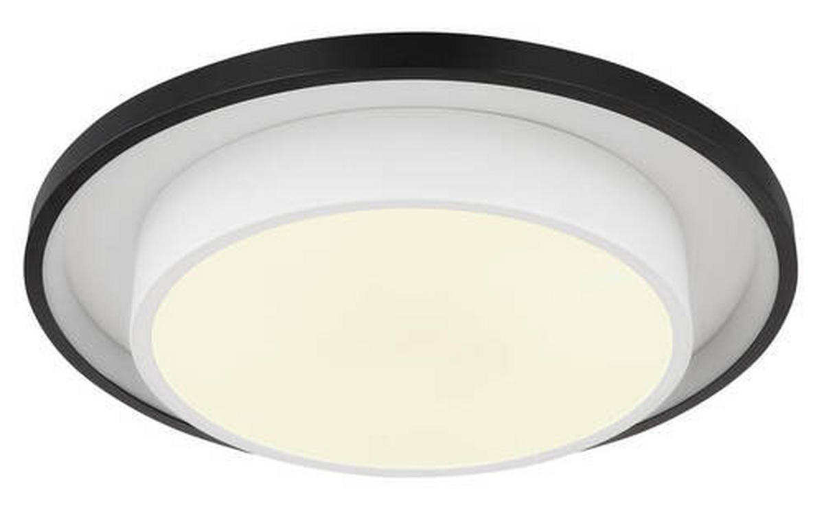 LED-DECKENLEUCHTE 21 W  39,5/5 cm    - Opal/Schwarz, Design, Kunststoff/Metall (39,5/5cm) - Globo