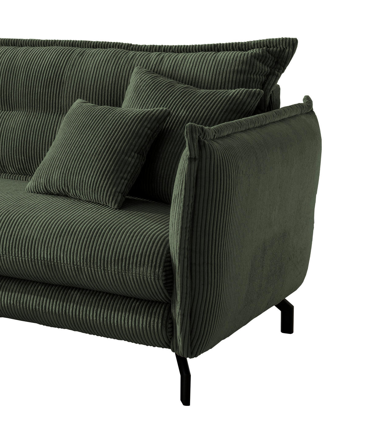 ECKSOFA in Cord Grün  - Schwarz/Grün, Modern, Textil/Metall (180/255cm) - Livetastic