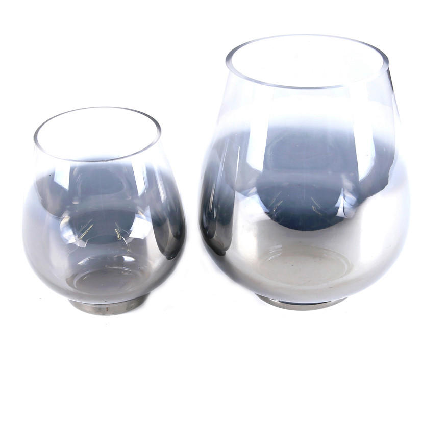 TEELICHTGLAS - Silberfarben/Grau, Basics, Glas (13Ø/15cm)