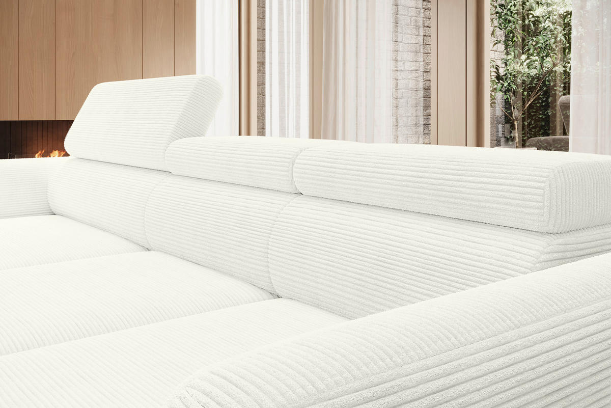 ECKSOFA in Cord Creme  174/277 cm  - Creme/Schwarz, KONVENTIONELL, Textil/Metall (174/277cm) - Carryhome