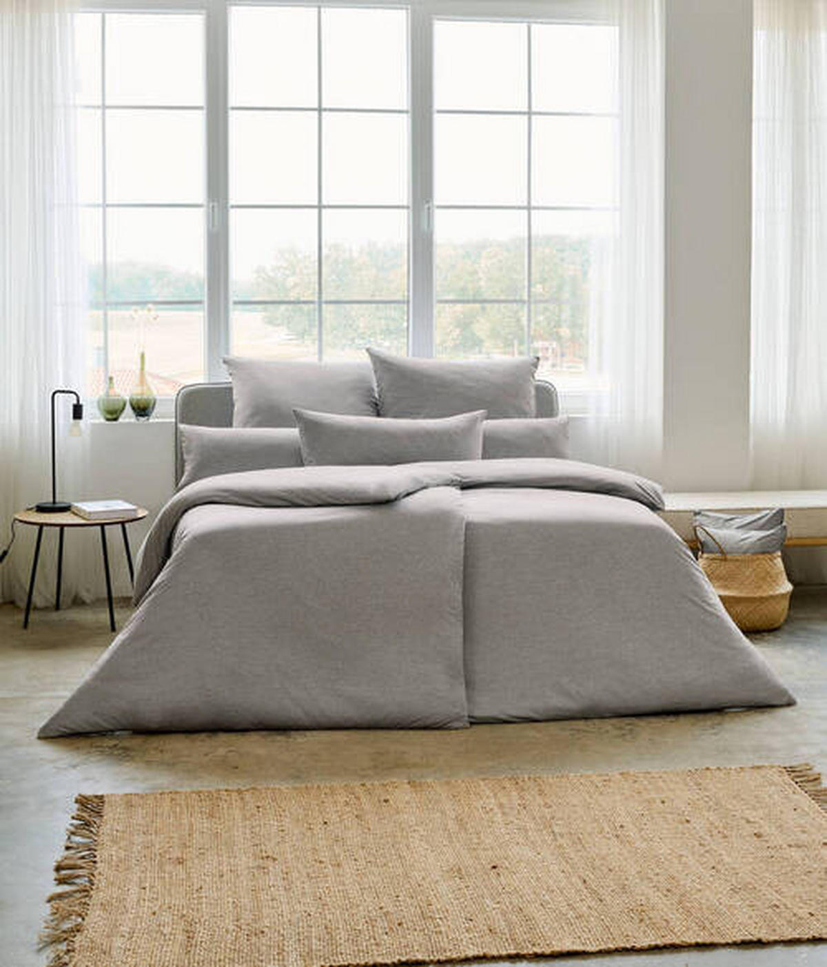 BETTWÄSCHE Takoma Interlock-Jersey 155/220 cm  - Grau, KONVENTIONELL, Textil (155/220cm) - Estella