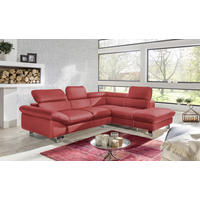 WOHNLANDSCHAFT in Lederlook Rot  - Chromfarben/Rot, MODERN, Textil/Metall (266/214cm) - MID.YOU