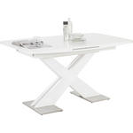 ESSTISCH in Metall, Glas, Holzwerkstoff 140-175/85/76 cm   - Weiß Hochglanz/Weiß, Design, Glas/Holzwerkstoff (140-175/85/76cm) - Hom`in