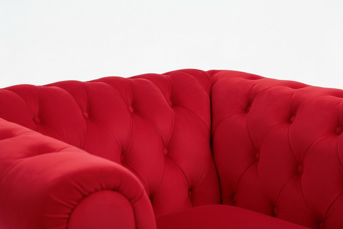CHESTERFIELD-SESSEL - Rot/Schwarz, Basics, Holz/Textil (102/73/87cm) - Xora