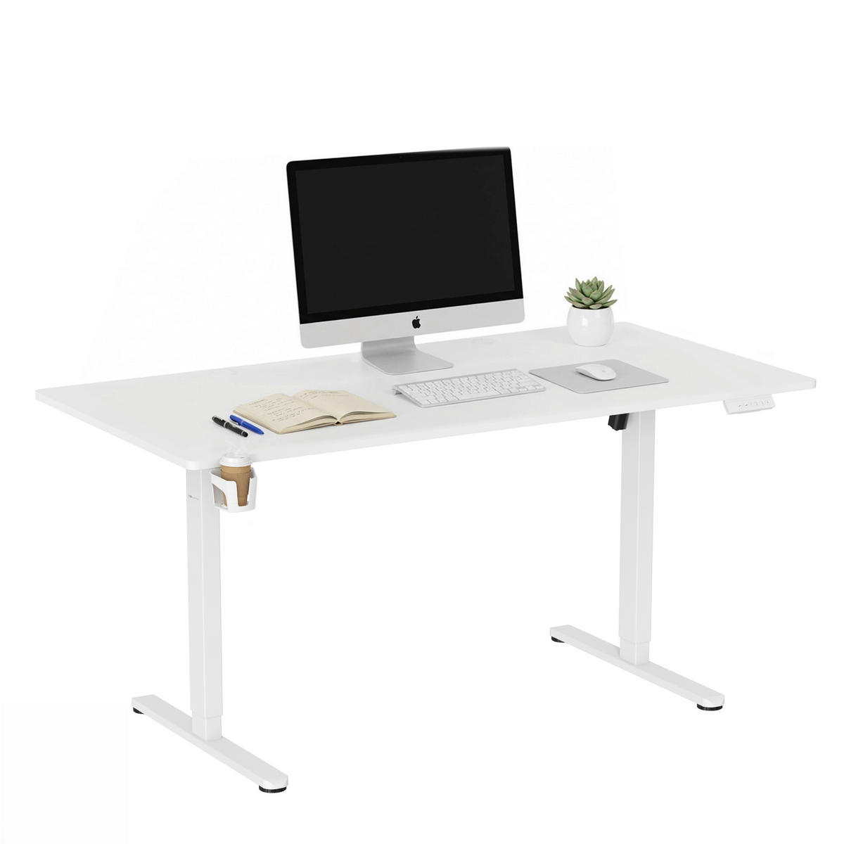 SCHREIBTISCH 160/80/72-118 cm Weiß elektrisch höhenverstellbar  - Weiß, MODERN, Holzwerkstoff/Metall (160/80/72-118cm) - MID.YOU