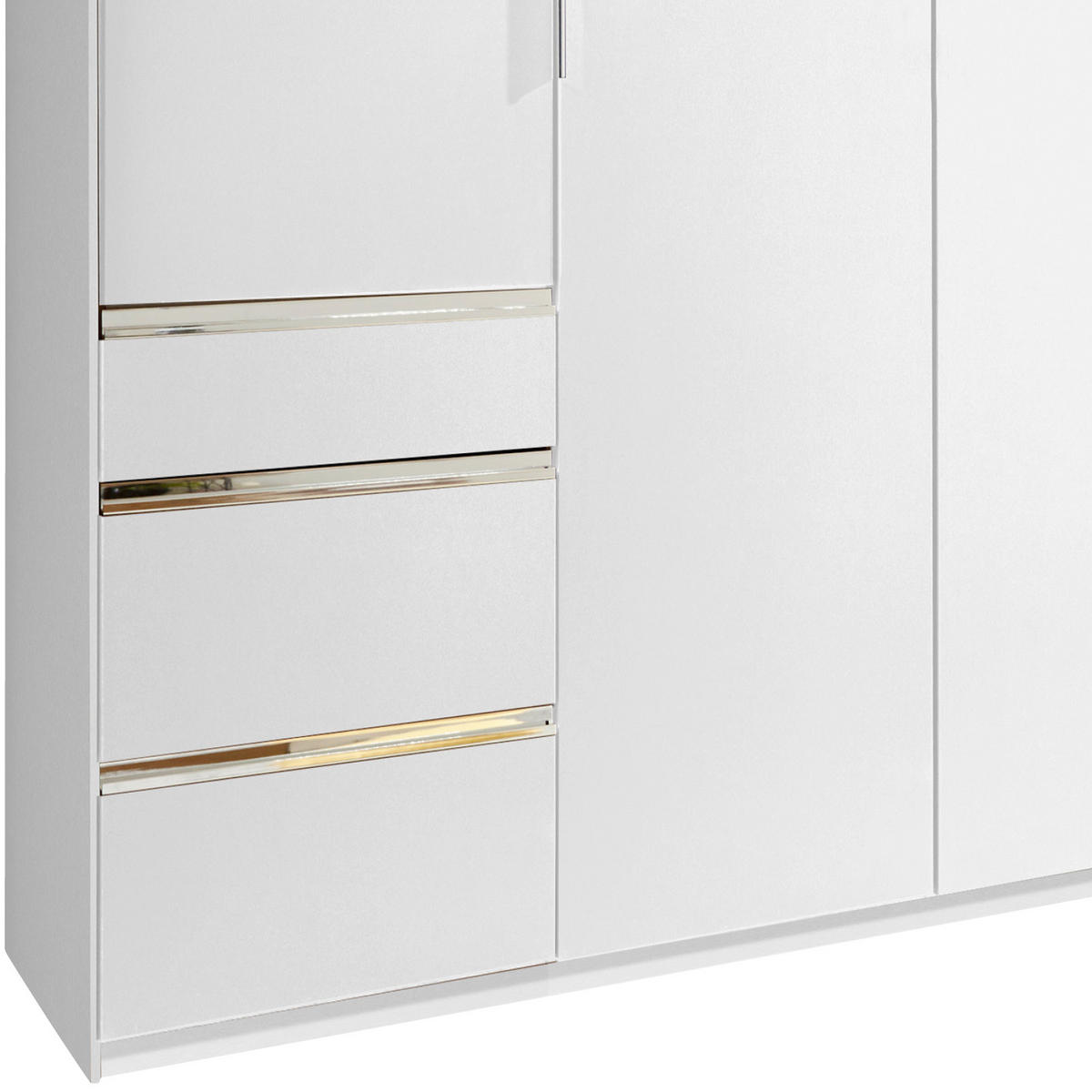 DREHTÜRENSCHRANK 300/216/58 cm 6-türig Weiß  - Chromfarben/Weiß, MODERN, Holzwerkstoff/Metall (300/216/58cm) - MID.YOU