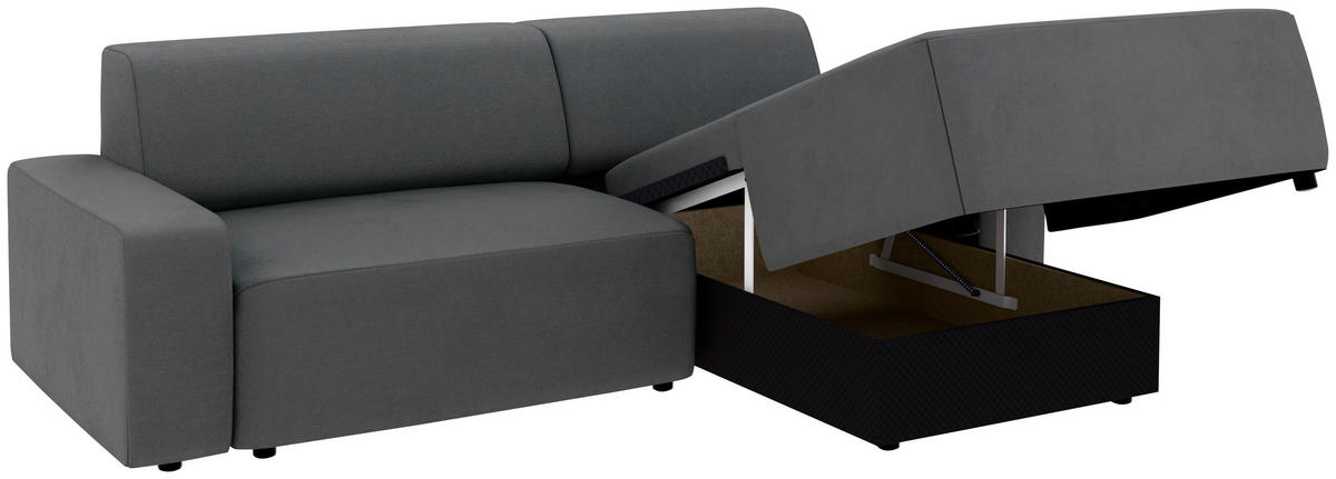 ECKSOFA in Struktur Anthrazit  - Anthrazit/Schwarz, Modern, Kunststoff/Textil (246/162cm) - Trendmanufaktur