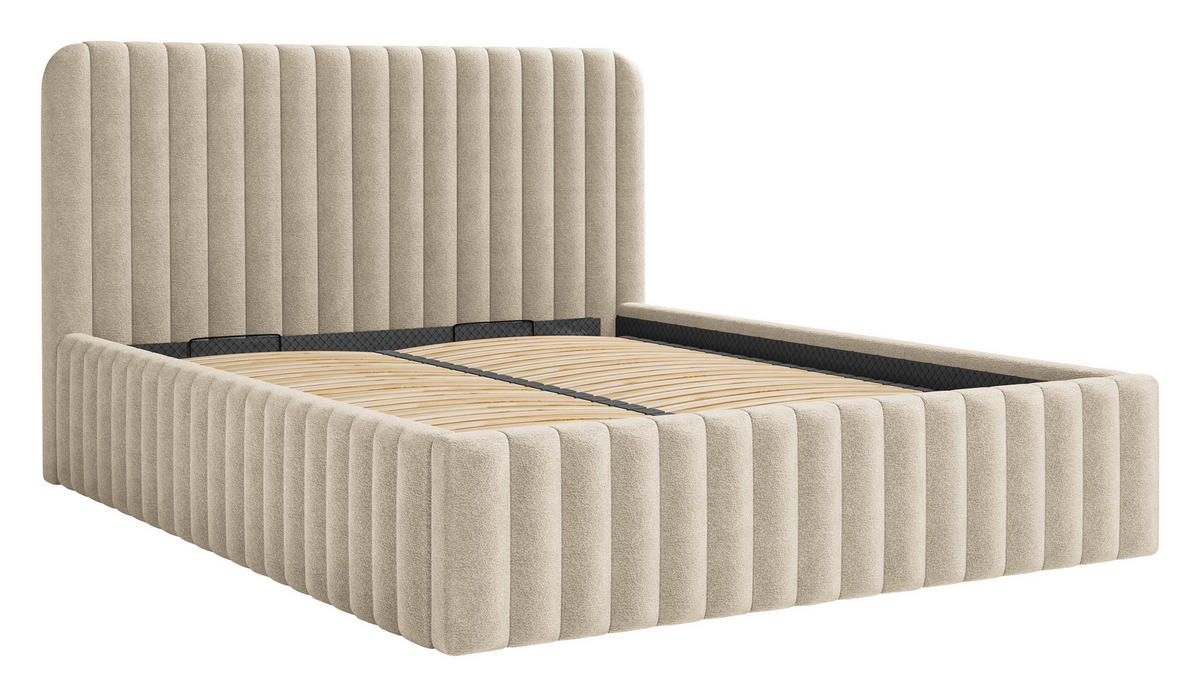 POLSTERBETT 160/200 cm  Creme  - Creme/Schwarz, Modern, Holz/Holzwerkstoff (160/200cm) - MID.YOU