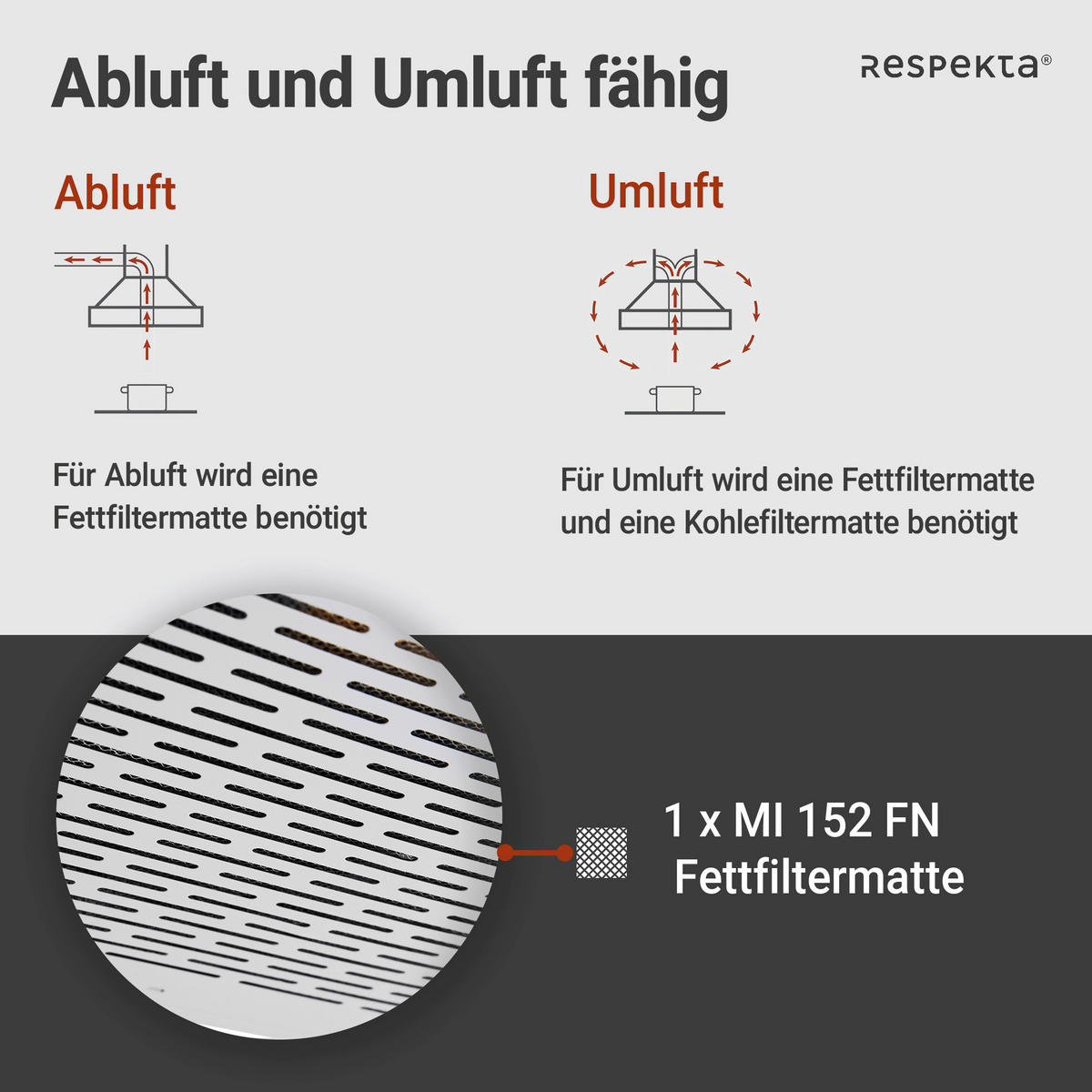 DUNSTABZUGSHAUBE DH540IXL  - Edelstahlfarben, Trend, Metall (50/7,6/47cm) - Respekta