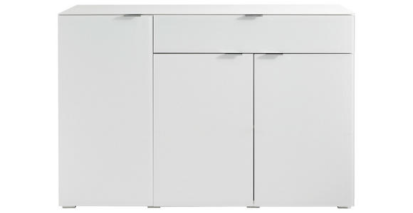 KOMMODE 137/92/42 cm in Weiß - Chromfarben/Weiß, Design, Glas/Holzwerkstoff (137/92/42cm) - Novel