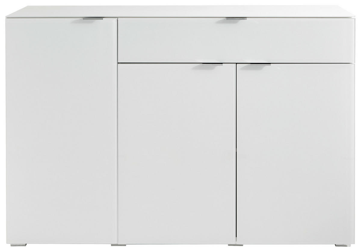KOMMODE  in 137/92/42 cm  - Chromfarben/Weiß, Design, Glas/Holzwerkstoff (137/92/42cm) - Novel