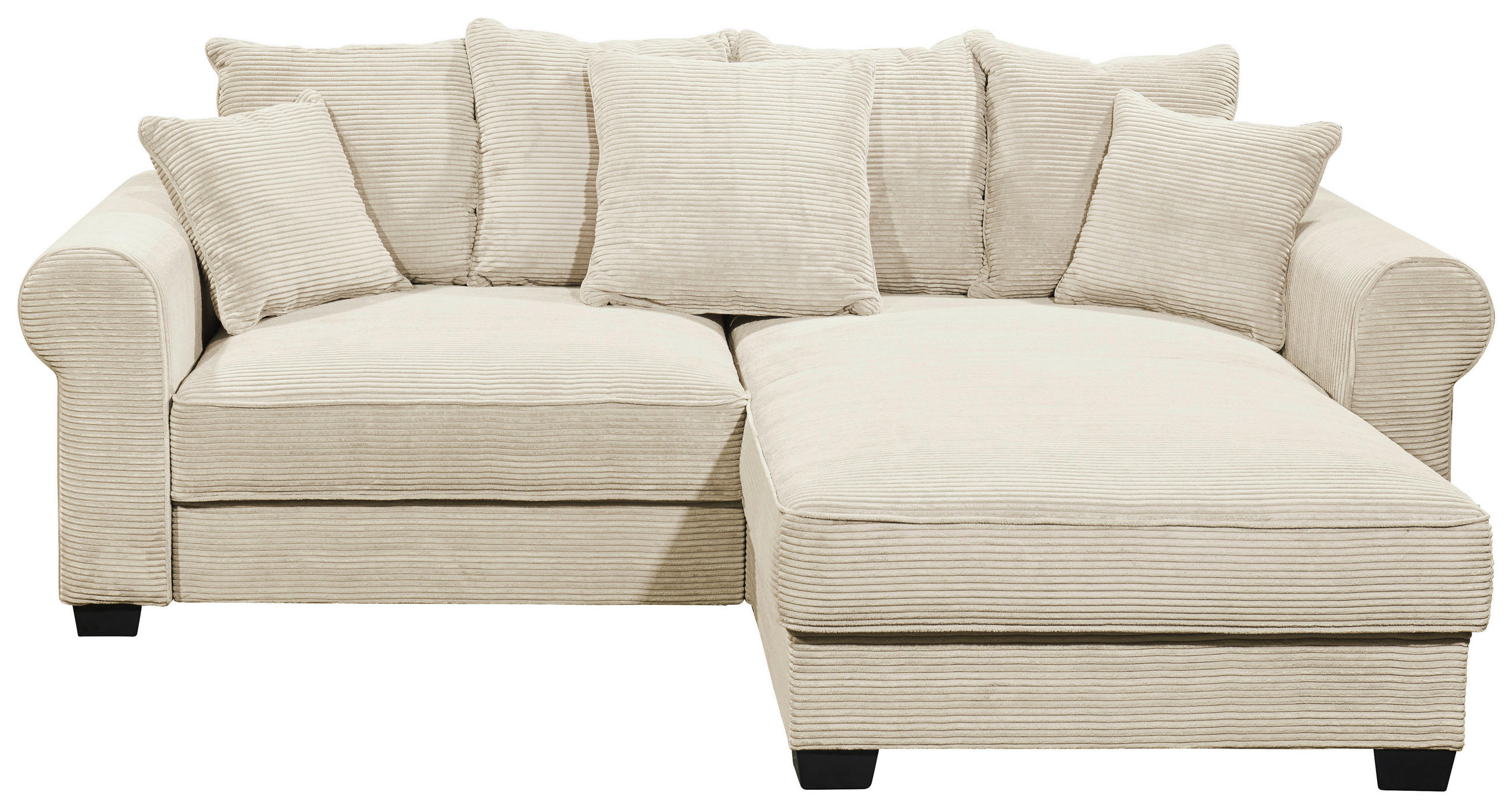 ECKSOFA Creme Cord - Creme/Schwarz, KONVENTIONELL, Kunststoff/Textil (255/185cm) - Hom`in