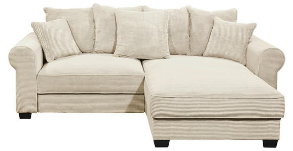 ECKSOFA Creme Cord - Creme/Schwarz, KONVENTIONELL, Kunststoff/Textil (255/185cm) - Hom`in