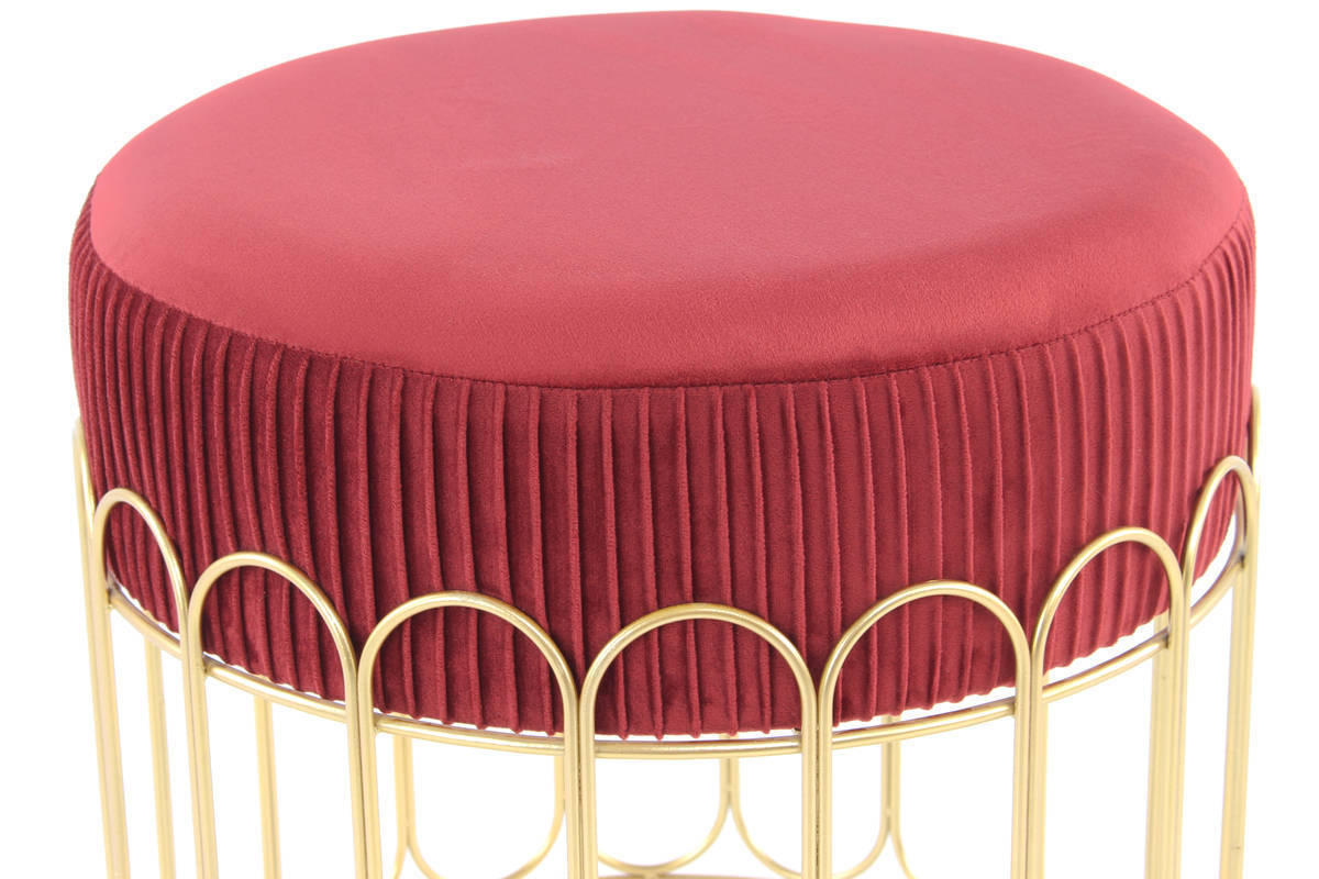 HOCKER in Metall, Kunststoff, Textil Goldfarben, Bordeaux  - Bordeaux/Goldfarben, Basics, Kunststoff/Textil (40/39/40cm) - Kayoom