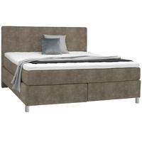 BOXSPRINGBETT 200/200 cm  in Taupe  - Taupe/Chromfarben, Konventionell, Kunststoff/Textil (200/200cm) - Voleo
