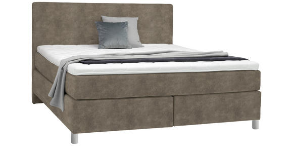 BOXSPRINGBETT 180/200 cm  in Taupe  - Taupe/Chromfarben, KONVENTIONELL, Kunststoff/Textil (180/200cm) - Voleo