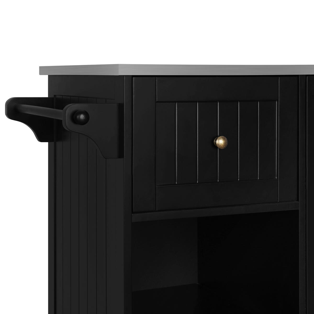 KÜCHENINSEL   in Schwarz, Edelstahlfarben  - Edelstahlfarben/Messingfarben, Basics, Holzwerkstoff/Metall (116/89/49,5cm) - MID.YOU