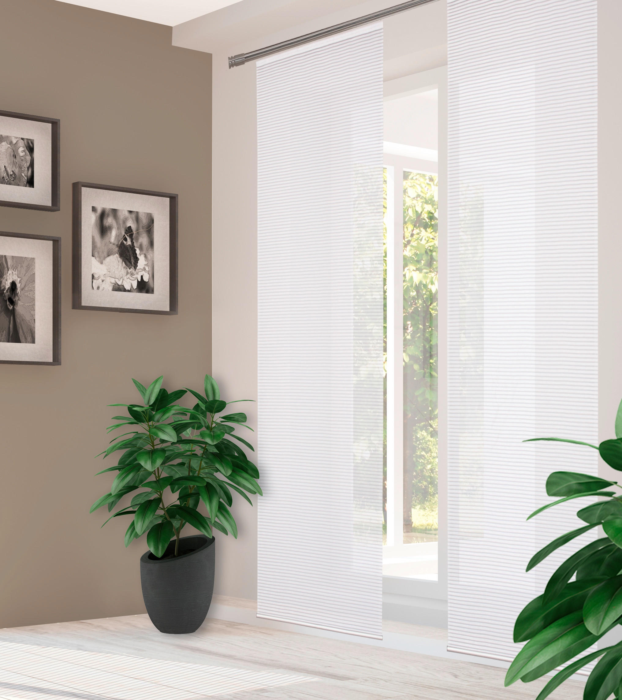 FLÄCHENVORHANG   halbtransparent   60/245 cm  - Weiß, Basics, Textil (60/245cm)