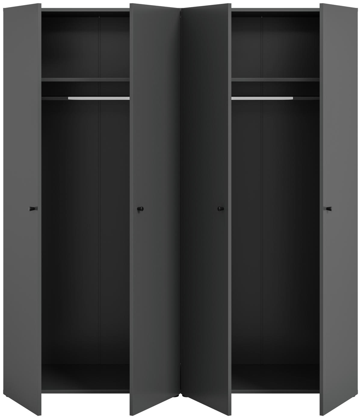 DREHTÜRENSCHRANK 160/176/51 cm,  in Anthrazit, 4-türig  - Anthrazit/Schwarz, MODERN, Holzwerkstoff/Kunststoff (160/176/51cm) - MID.YOU