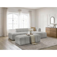 ECKSOFA  ANNECY Hellgrau Bouclé  - Hellgrau/Schwarz, MODERN, Kunststoff/Textil (262/170cm)