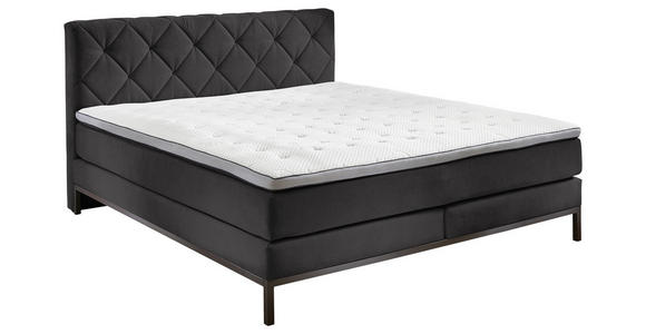 BOXSPRINGBETT 140/200 cm in Anthrazit - Anthrazit/Schwarz, KONVENTIONELL, Textil/Metall (140/200cm) - Carryhome