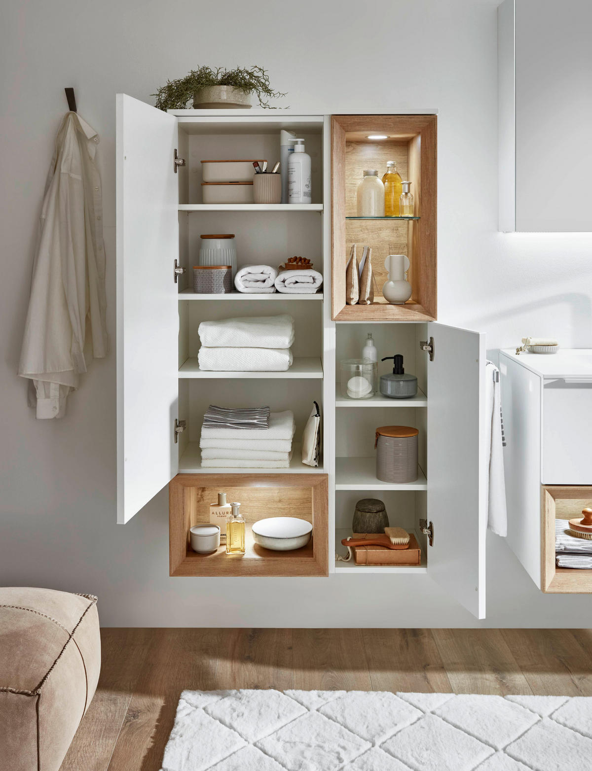 HIGHBOARD melaminharzbeschichtet  - Eichefarben/Weiß, MODERN, Holzwerkstoff/Metall (75/131,2/35cm) - Celina Home