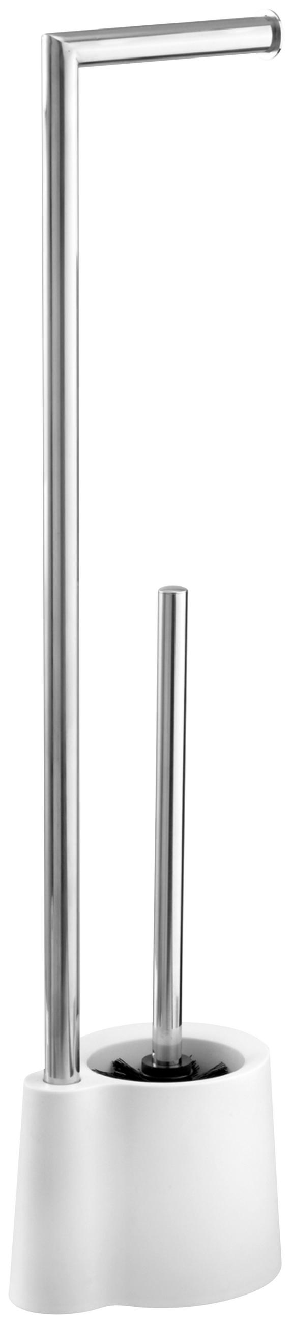 WC-BÜRSTENKOMBINATION in Metall, Kunststoff  Kunststoff   - Chromfarben/Weiß, Basics, Kunststoff/Metall (13/66,5/16cm) - Wenko
