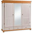 KLEIDERSCHRANK 3 -türig Kiefer massiv Kieferfarben, Weiß - Weiß/Kieferfarben, Design, Holz/Metall (195/199/62cm) - CARRYHOME