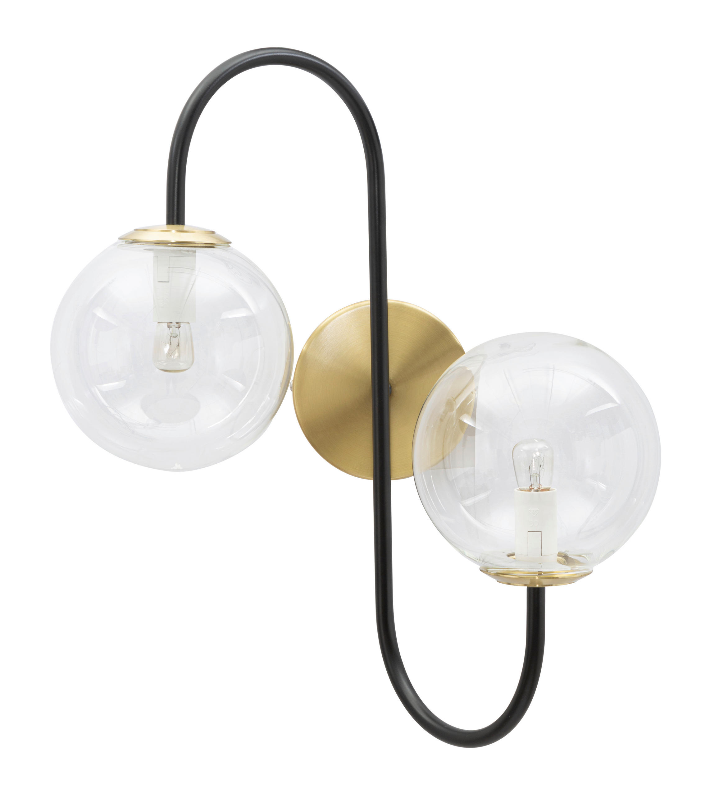 WANDLEUCHTE 36/24/45 cm  - Goldfarben/Schwarz, Trend, Glas/Metall (36/24/45cm) - Mauro Ferretti
