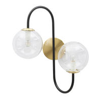 WANDLEUCHTE 36/24/45 cm  - Goldfarben/Schwarz, Trend, Glas/Metall (36/24/45cm) - Mauro Ferretti