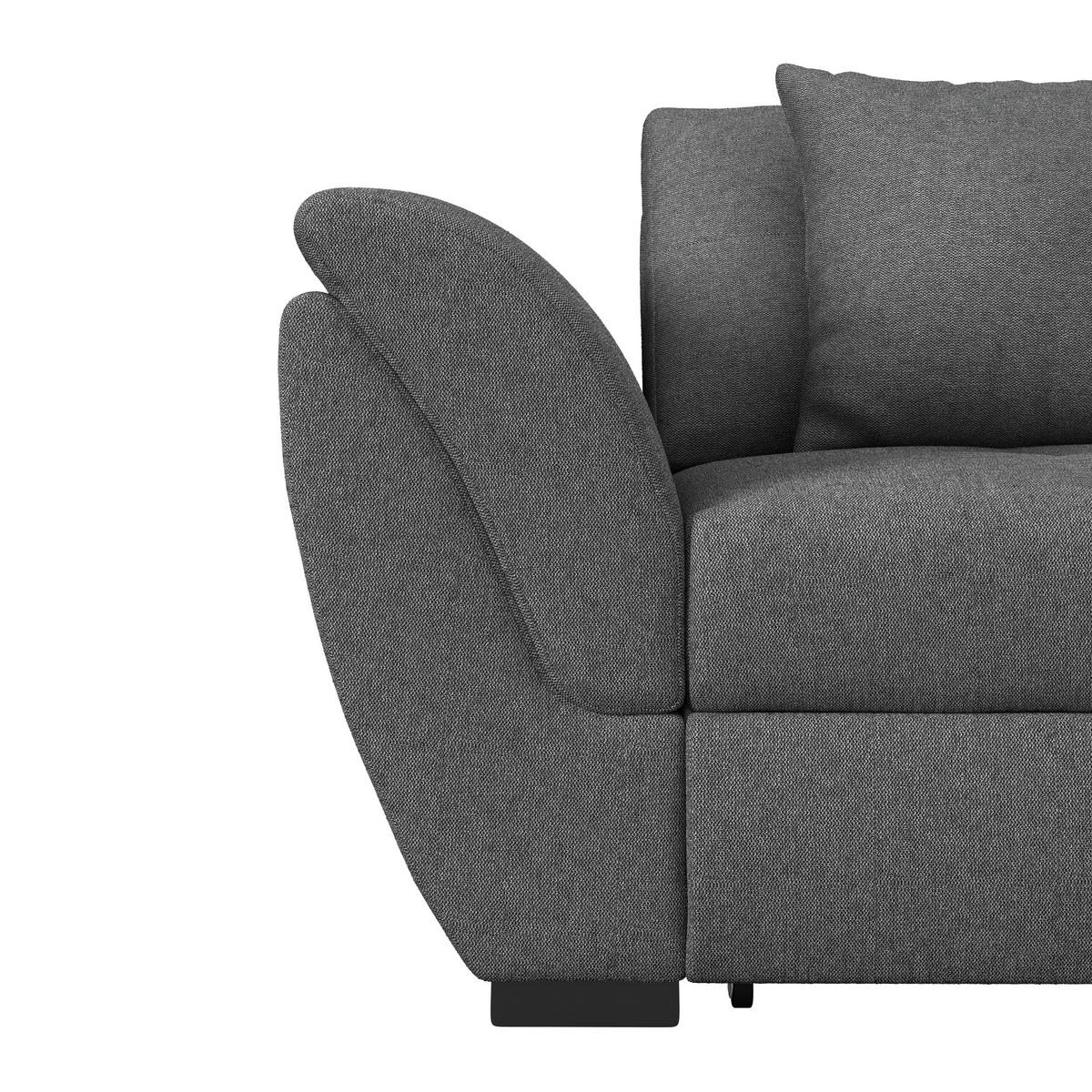 ECKSOFA in Webstoff Anthrazit  - Anthrazit/Schwarz, Design, Kunststoff/Textil (278/187cm) - Livetastic