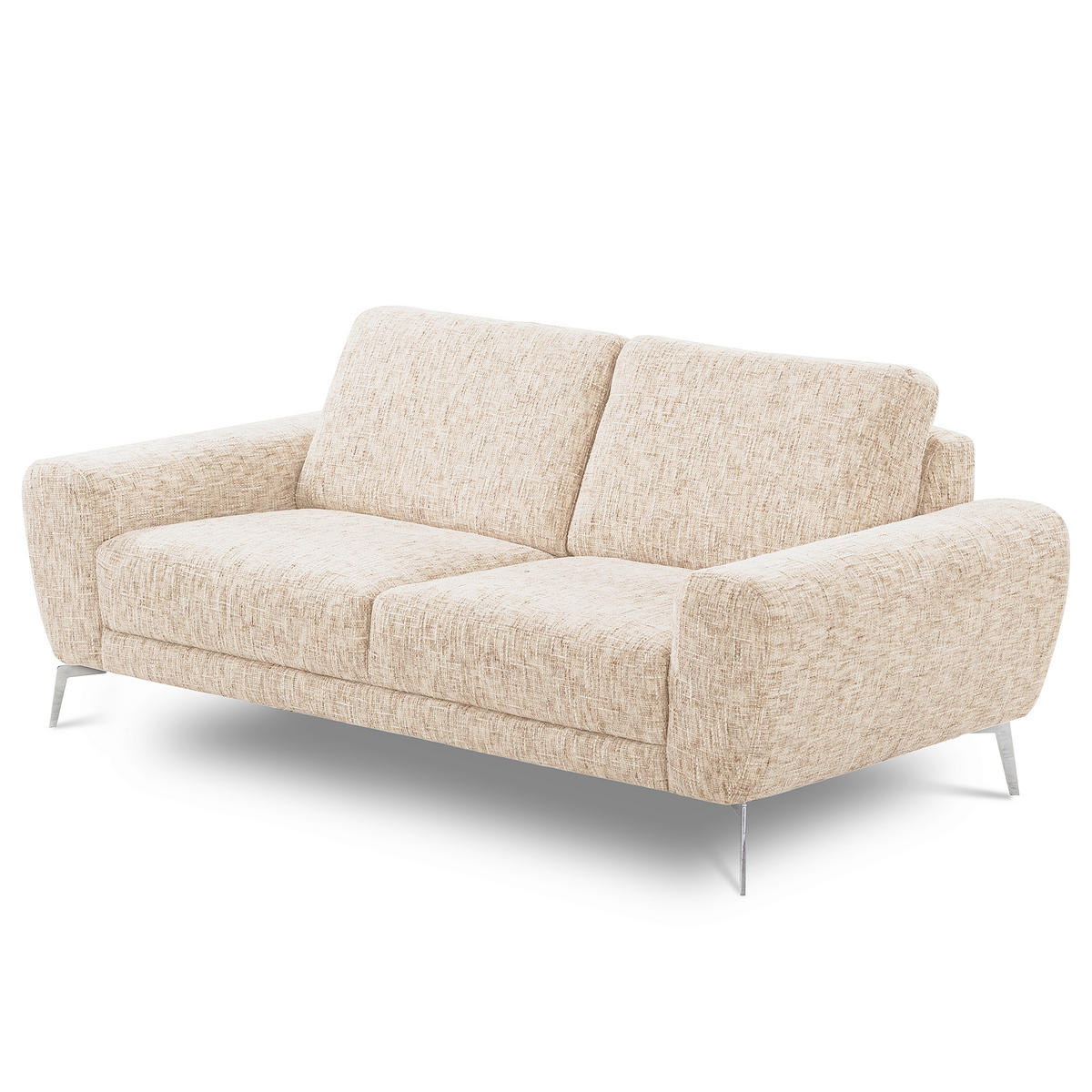 2-SITZER-SOFA Webstoff Beige  - Chromfarben/Beige, Design, Textil/Metall (157/85/92cm) - Livetastic