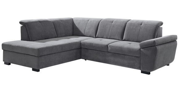 ECKSOFA in Webstoff Grau  - Schwarz/Grau, KONVENTIONELL, Holz/Textil (202/280cm) - Xora