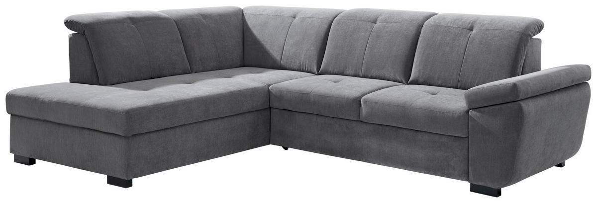 ECKSOFA in Webstoff Grau  - Schwarz/Grau, Konventionell, Holz/Textil (202/280cm) - Livetastic