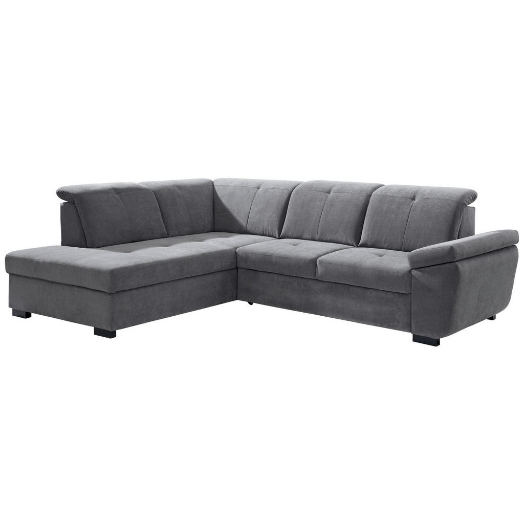 Thumbnail - Xora Ecksofa, Grau, Textil, Buche, Hartholz, Uni, 4-Sitzer, Ottomane links, L-Form, 280x202 cm, seitenverkehrt erhältlic...
