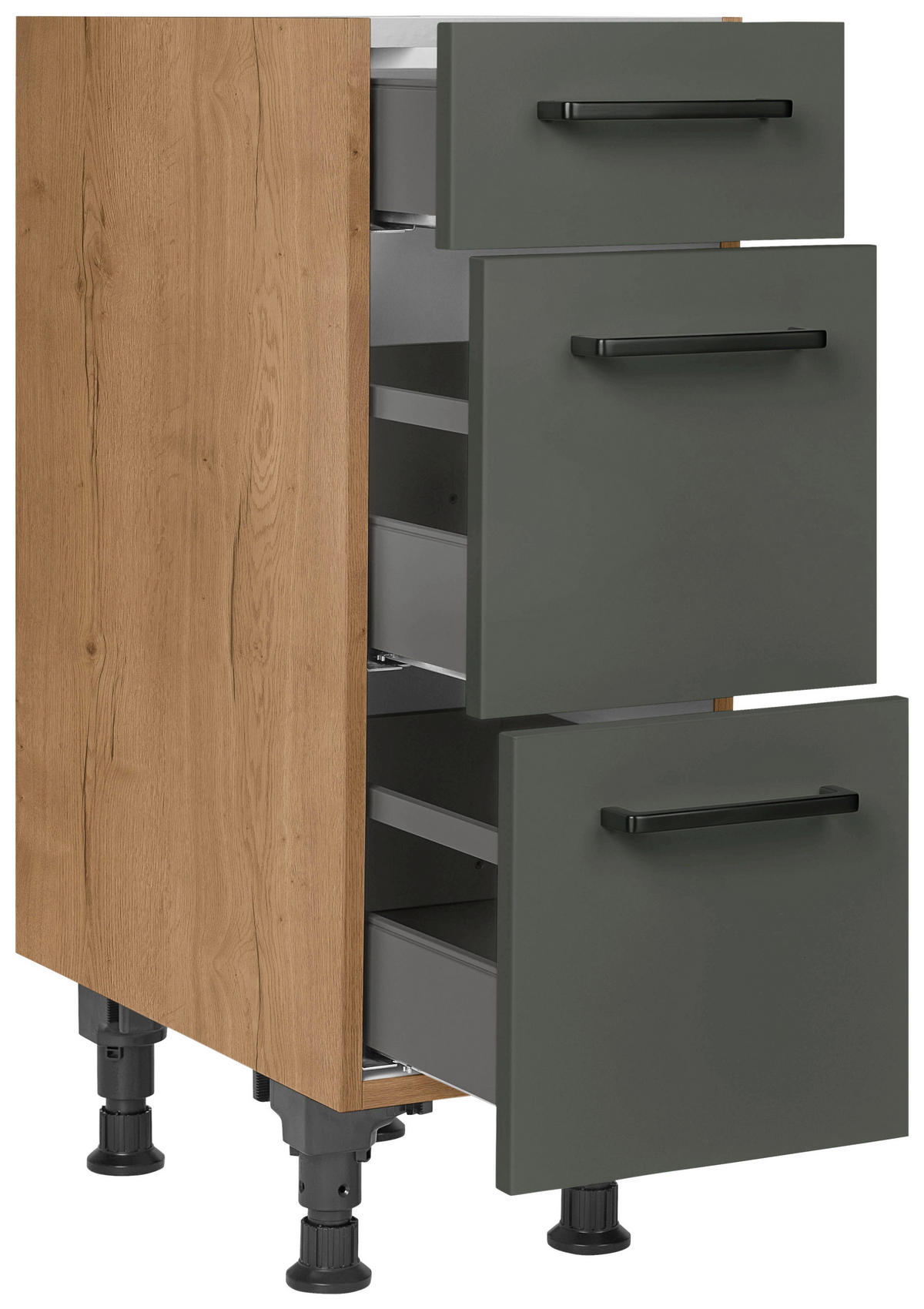 SCHUBKASTENUNTERSCHRANK 30/87/56 cm  in Grün, Eichefarben  - Eichefarben/Schwarz, MODERN, Holzwerkstoff/Metall (30/87/56cm) - Nobilia