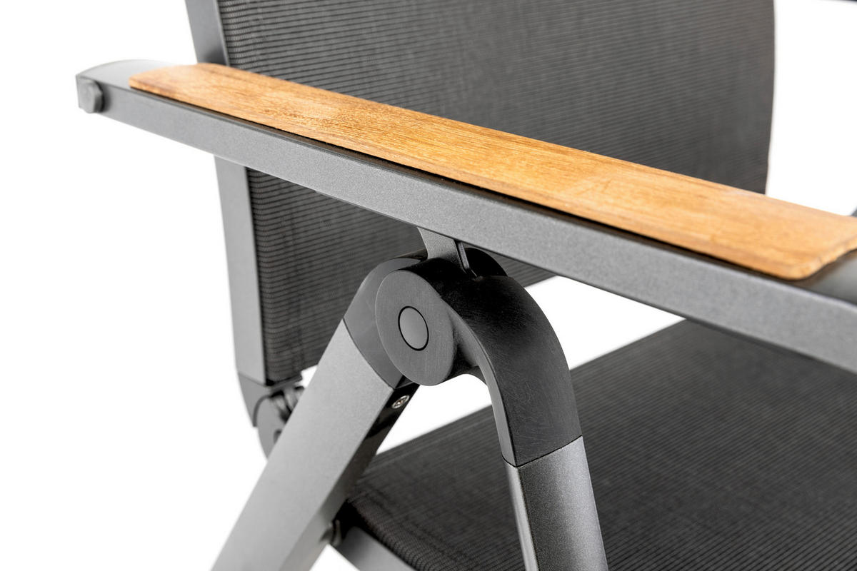KLAPPSESSEL Netzbespannung Teakholz Hartholz Anthrazit  - Anthrazit/Naturfarben, Basics, Holz/Textil (50/110/65cm) - Kettler
