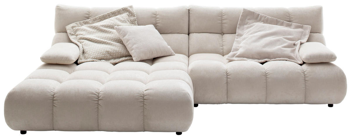 ECKSOFA Chenille Naturfarben  - Schwarz/Naturfarben, Design, Kunststoff/Textil (178/293cm) - Pure Home Lifestyle