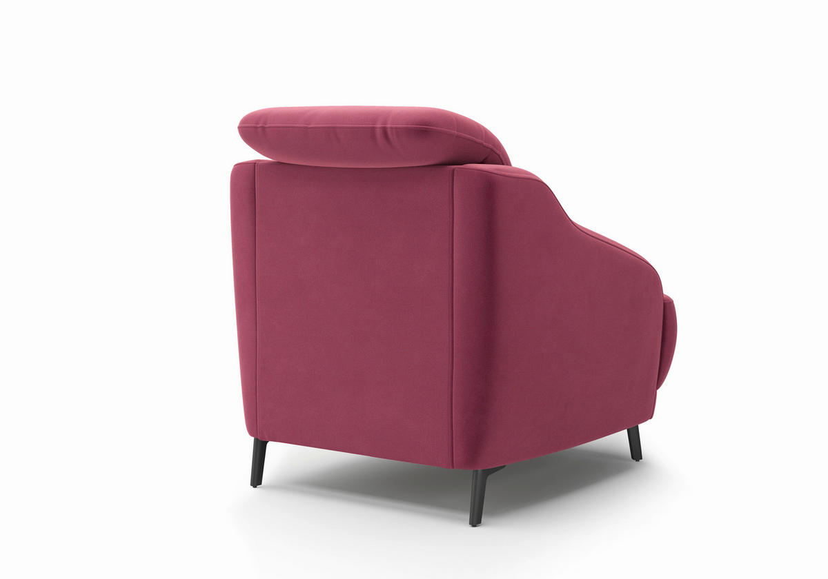 SESSEL in Samt Aubergine  - Aubergine/Schwarz, MODERN, Textil/Metall (87/93/104cm) - Sit & More