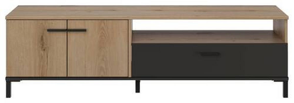 TV-ELEMENT - Eichefarben/Schwarz, MODERN, Holzwerkstoff/Kunststoff (160/47/40cm) - MID.YOU