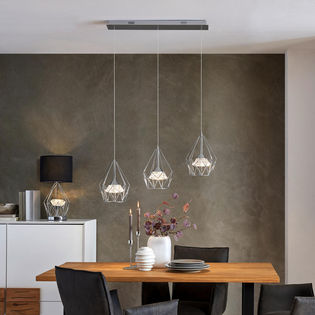 LED-HÄNGELEUCHTE 76/150/20 cm  - Chromfarben, Design, Kunststoff/Metall (76/150/20cm)