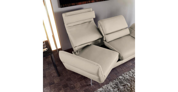 2-SITZER-SOFA Echtleder Beige  - Chromfarben/Beige, Design, Leder/Metall (198-246/83/96-187cm) - Dieter Knoll