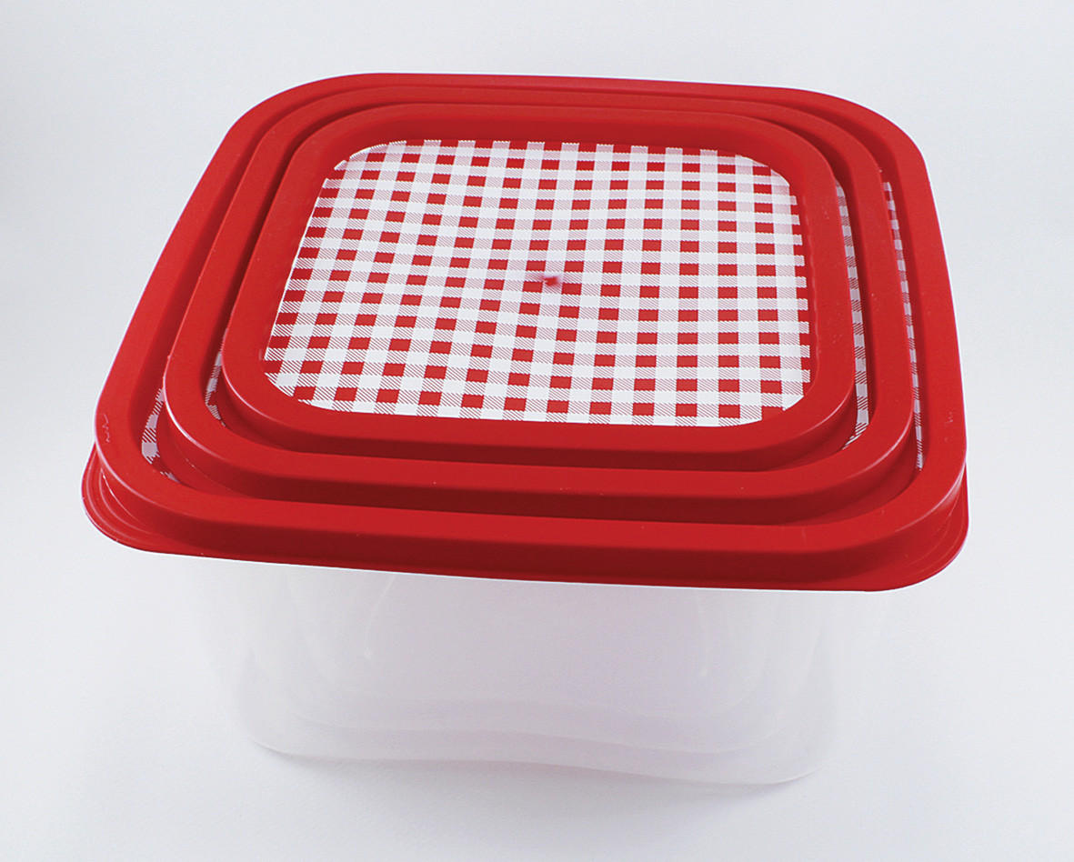 SET KUTIJA ZA HRANU     - prozirna/crvena, Osnovno, plastika (25,38/12,51/25,38cm)