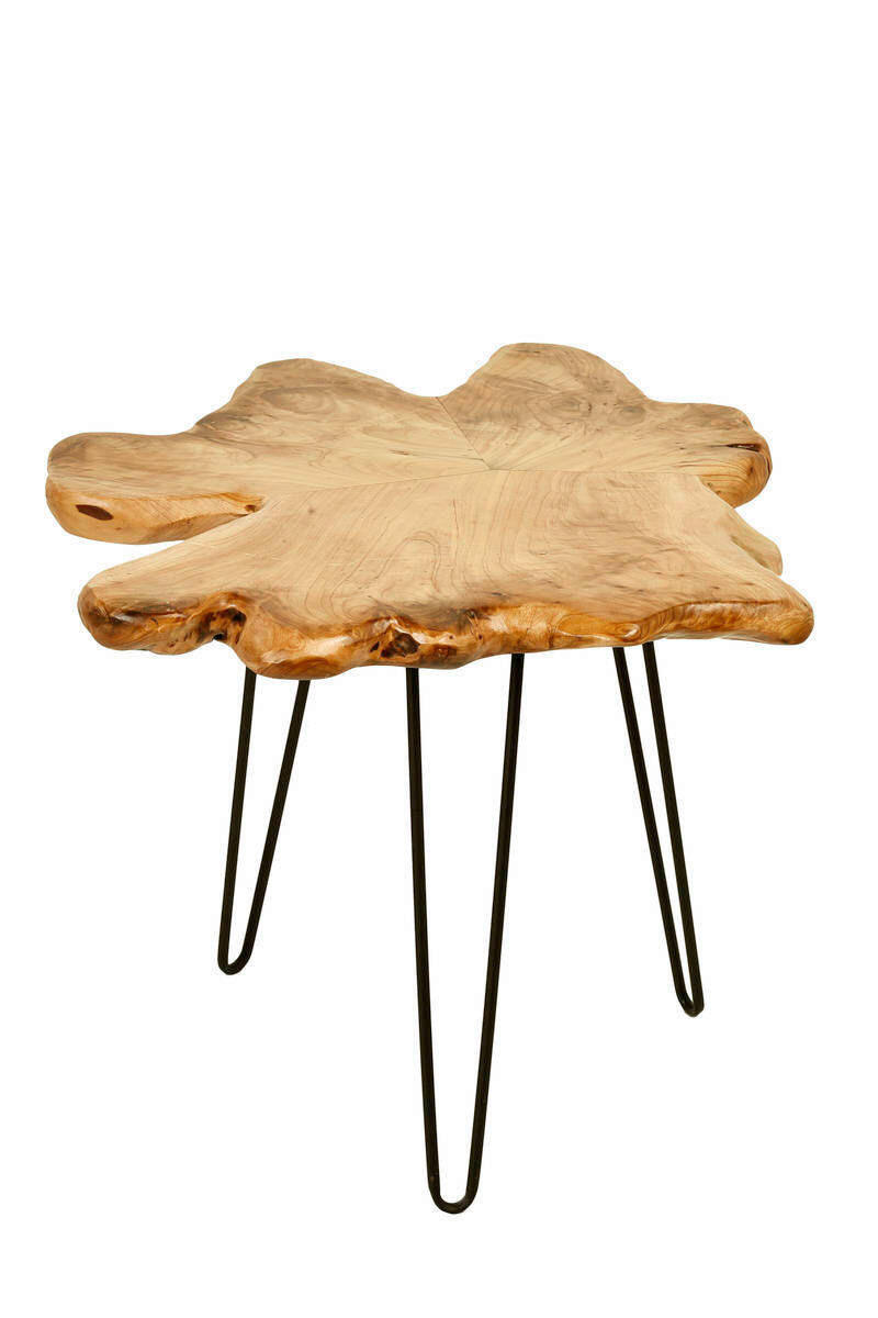 SIDOBORD i trä, metall 50/60/52 cm  - ljusbrun/svart, Basics, metall/trä (50/60/52cm) - Kayoom